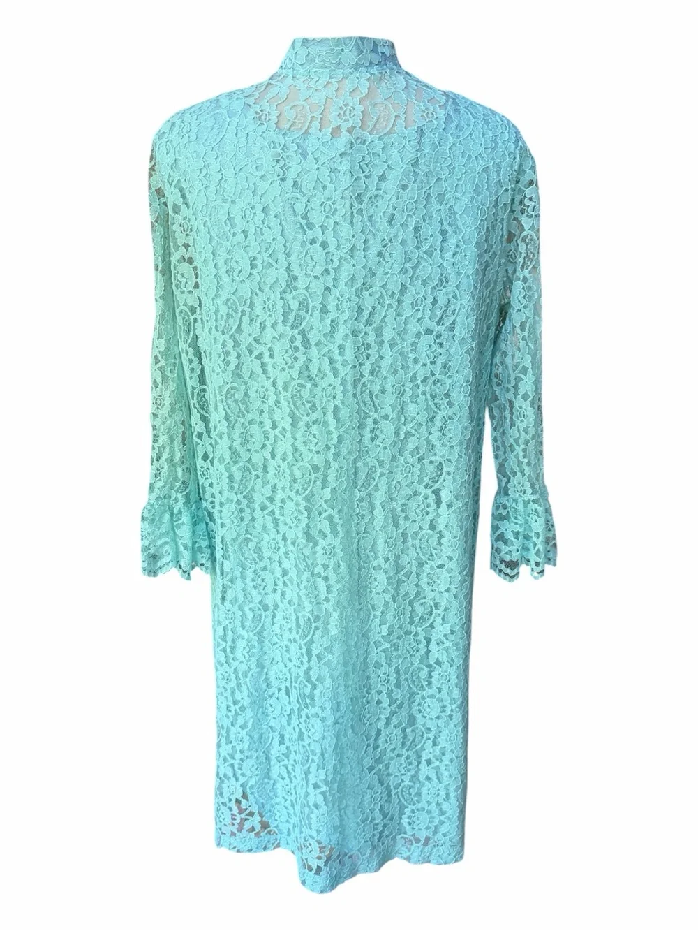1960s Turquoise Lace Lined Shift Dress and Matching Duster Coat Set